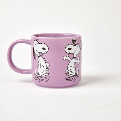 Other side of the lilac mug with Snoopy dancing