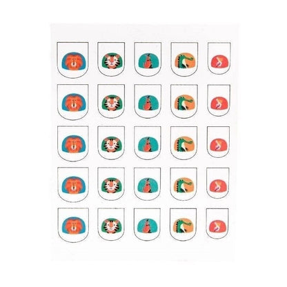 Sheet of 25 animal nail stickers