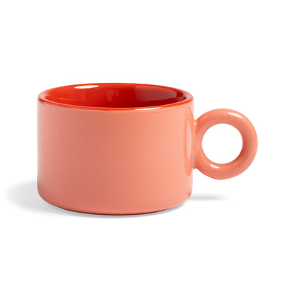 Coral pink Chiquito mug with a ring handle