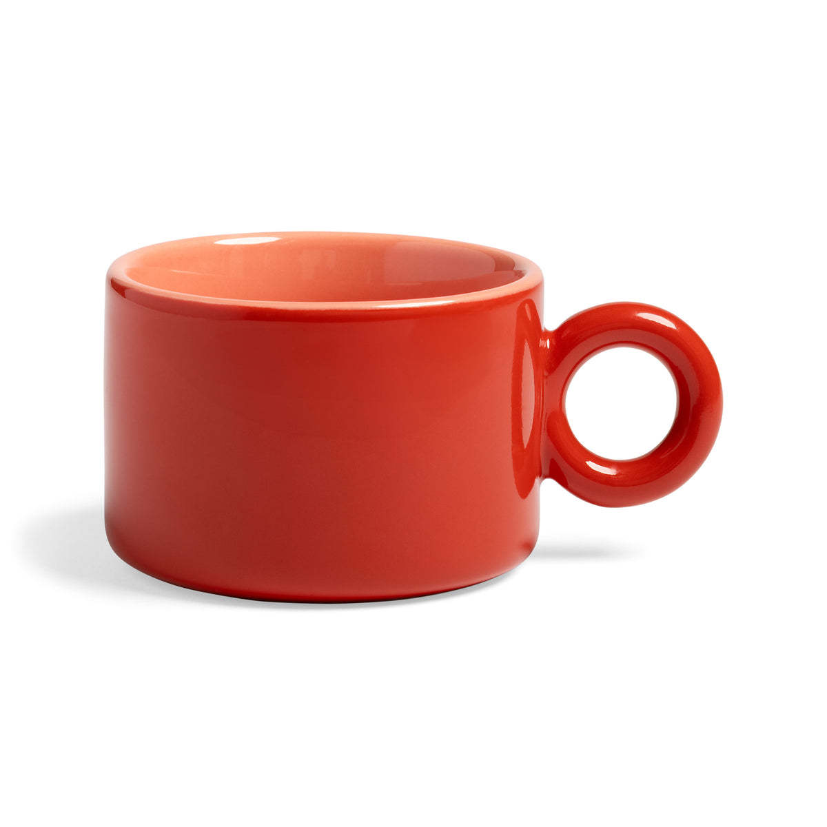 Red Chiquito mug with a ring handle and pink inside