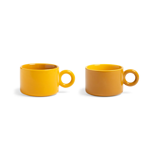 &K Chiquito mugs, set of two in ochre, with round ring handles