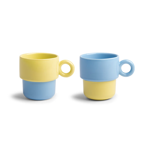 Klevering Chiquito mugs in blue and yellow