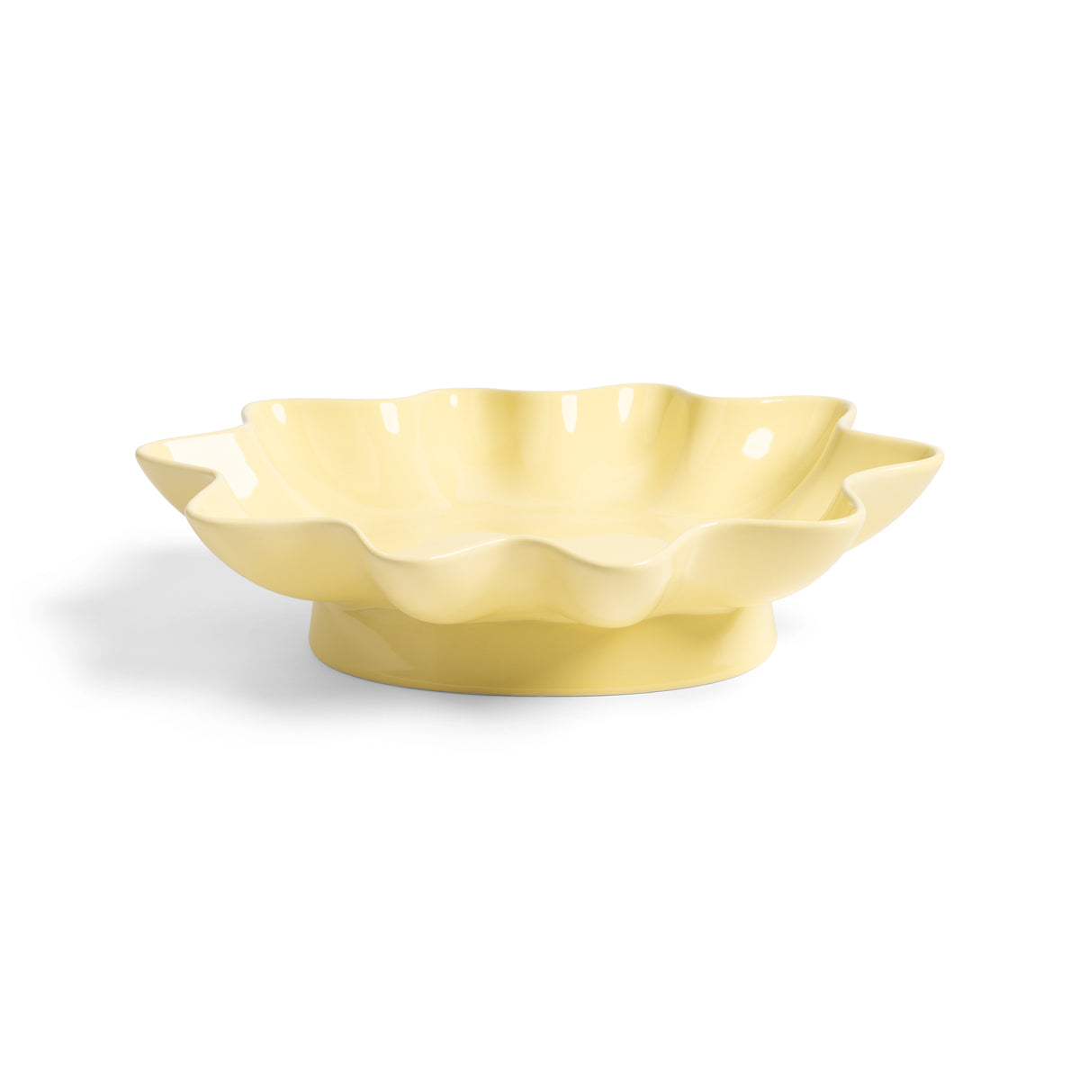 Klevering pale yellow sunburst bowl with wavy edges