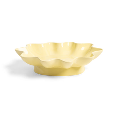 Klevering pale yellow sunburst bowl with wavy edges