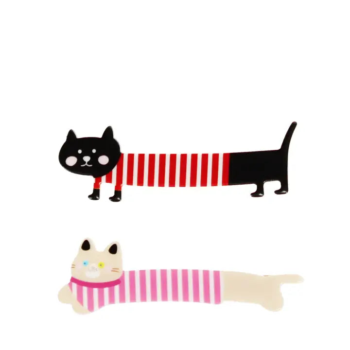 Two long striped cat hair clips
