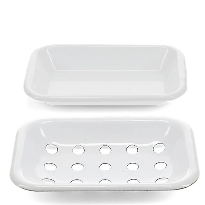 White soap dish and its separate drainage tray