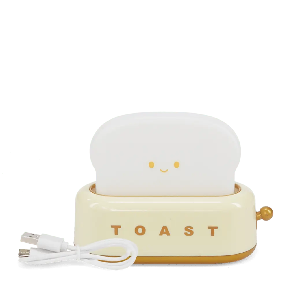 Toaster night light with its USB charging cable