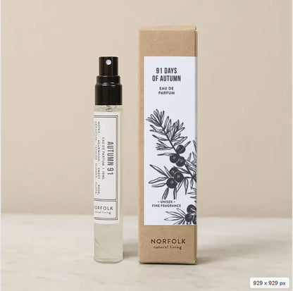 Norfolk 91 Days of Autumn eau de parfum spray beside its kraft box