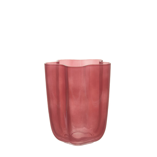 Wikholm pink glass vase with a wavy rim