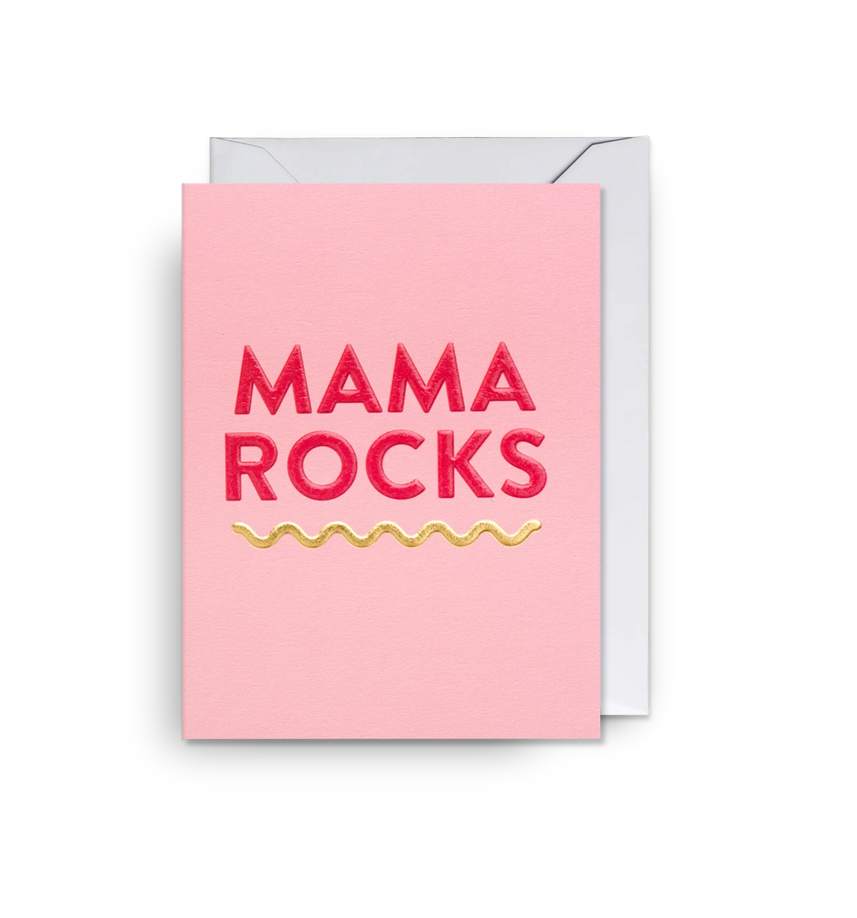 Lagom mini card: 'Mama rocks' in pink and red on pink