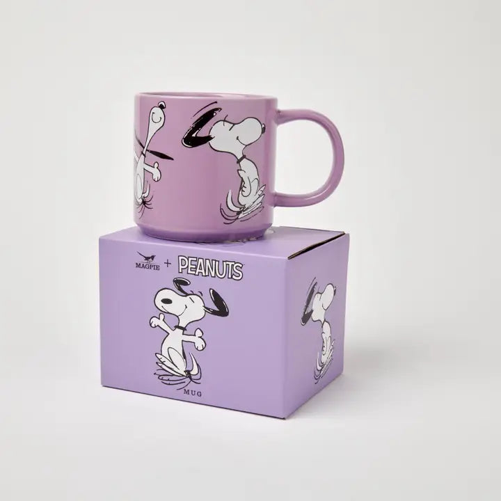Lilac Happy Dance mug on its matching gift box