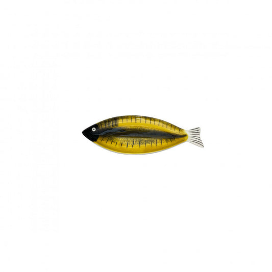 Bazardeluxe large yellow and black fish-shaped dish