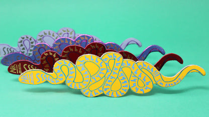 Row of snake bookmarks in different colours