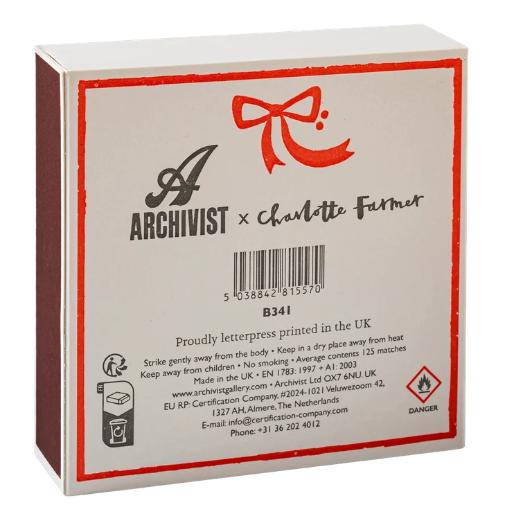 Back of the Archivist x Charlotte Farmer matchbox