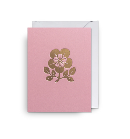 Lagom mini card: a gold flower on pink