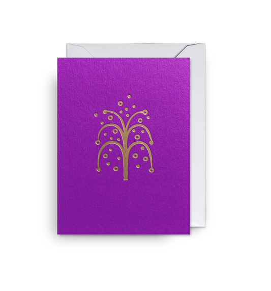 Lagom mini card: a gold fountain on purple
