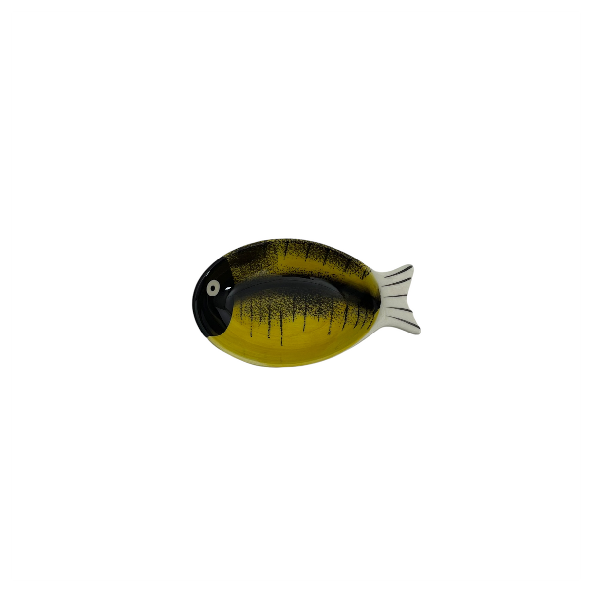 Bazardeluxe small yellow and black fish-shaped dish