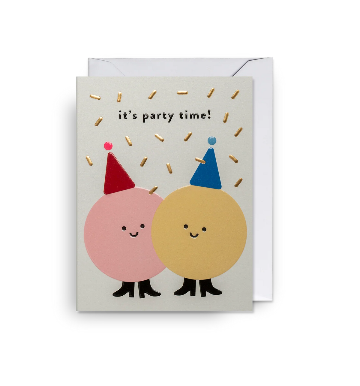 Lagom mini card: two round smiling characters in party hats, with 'It's party time!'