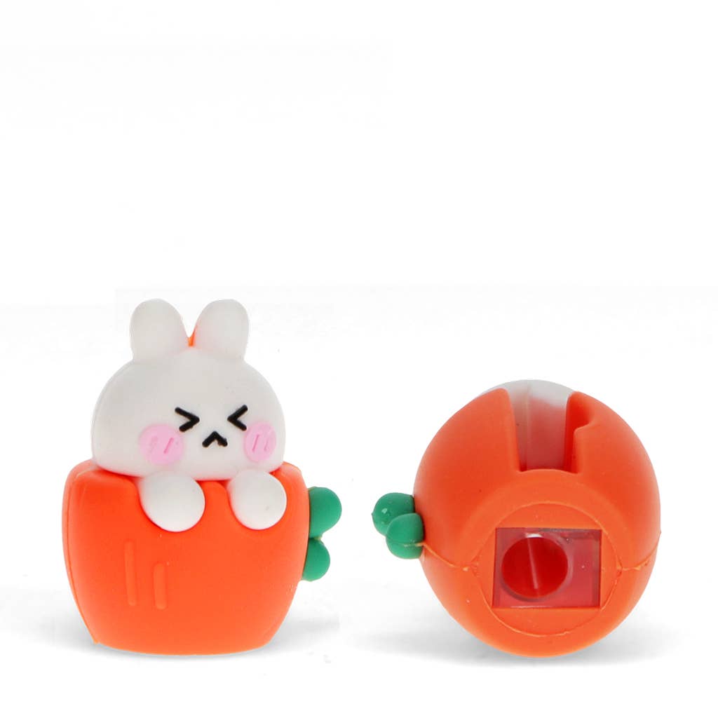 Bunny sharpener with the carrot base turned to show the blade