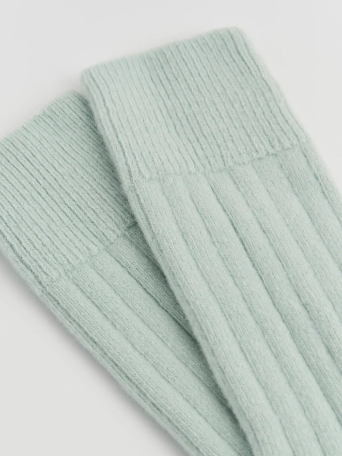 Close-up of the ribbed winter mint merino knit