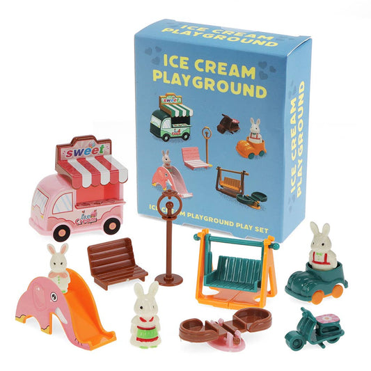 Ice Cream Playground play set with an ice cream van, bunnies, slide and swings