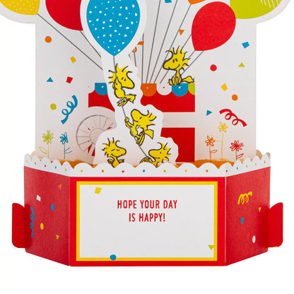 Close-up of the Woodstocks and the 'Hope your day is happy!' message