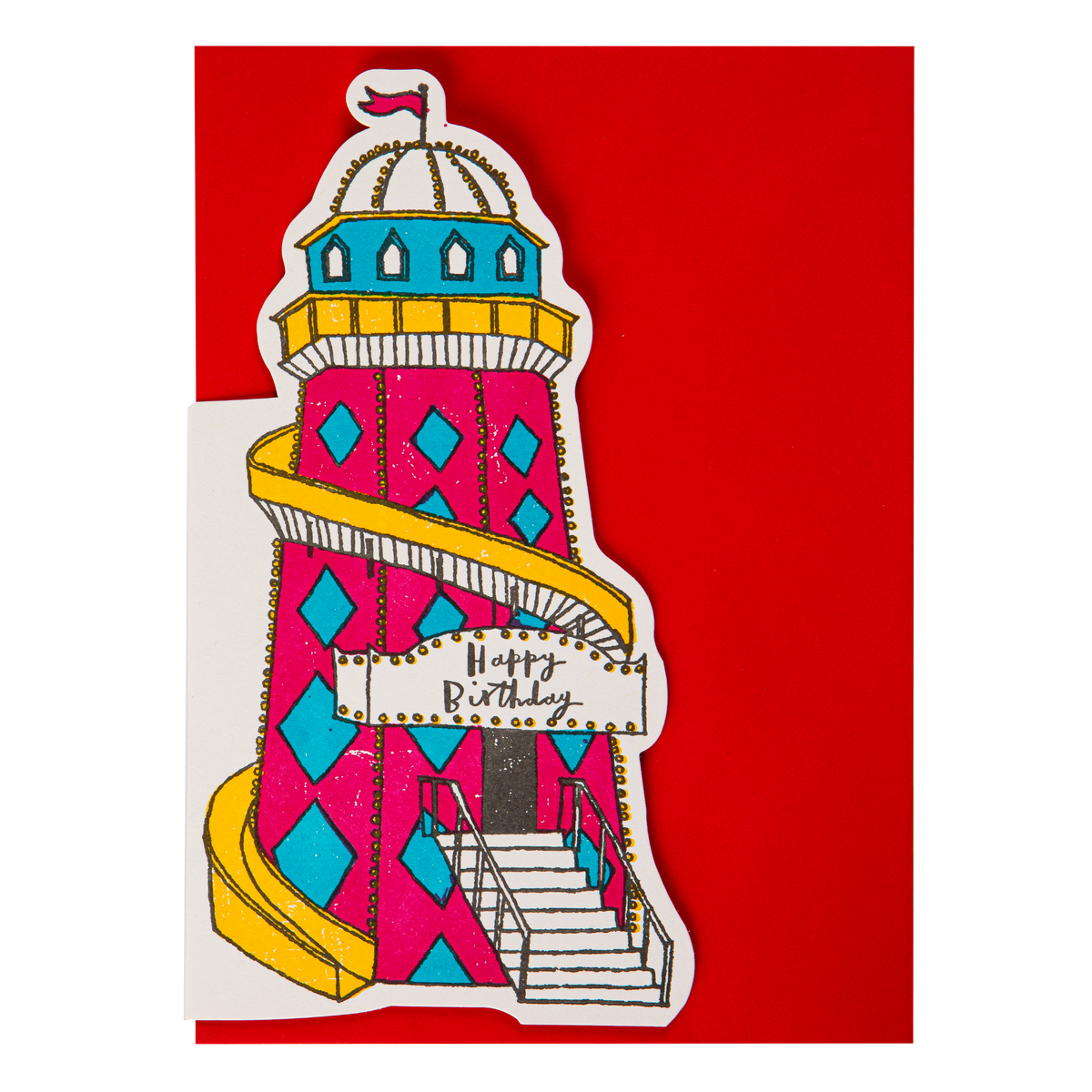Helter skelter card with its red envelope