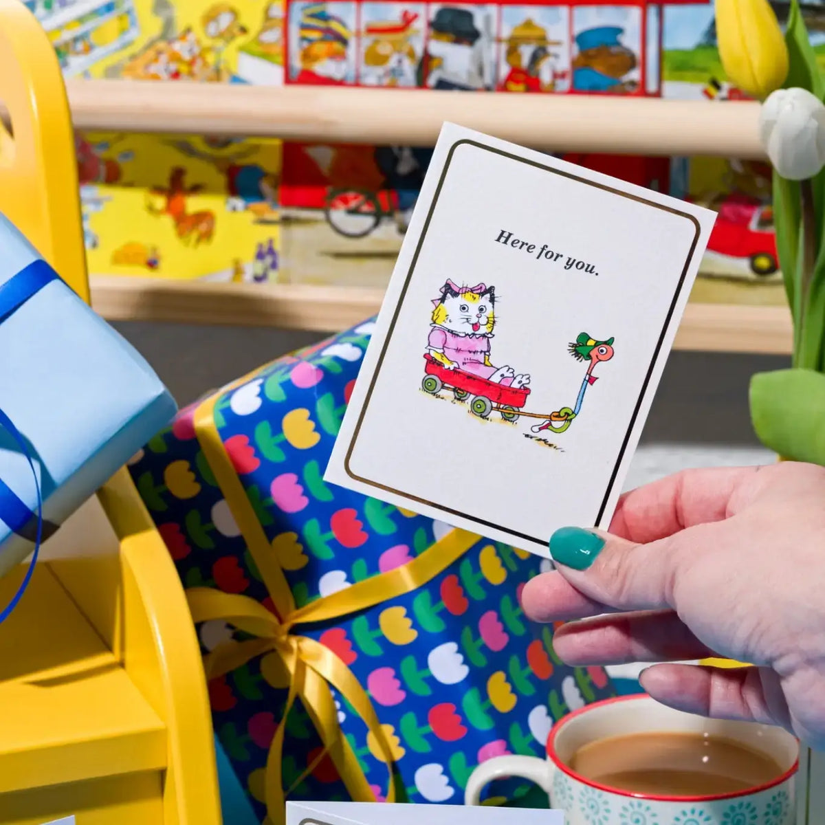 Sleighing It - Gold Foil - Mini Christmas Card by Richard Scarry