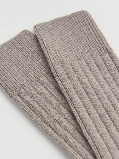 Close-up of the ribbed grey merino knit