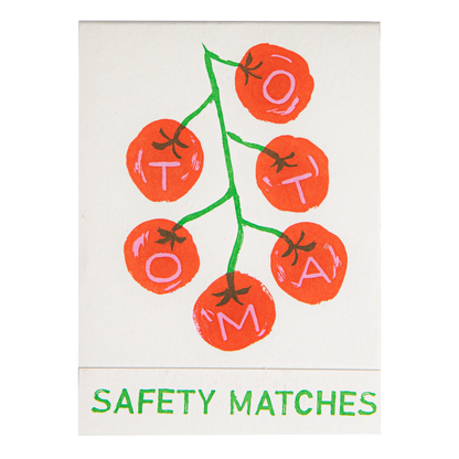 Match book cover: a vine of red tomatoes: Safety matches