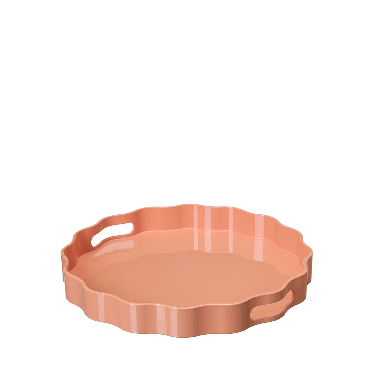 Wikholm peach tray with wavy edges and cut-out handles