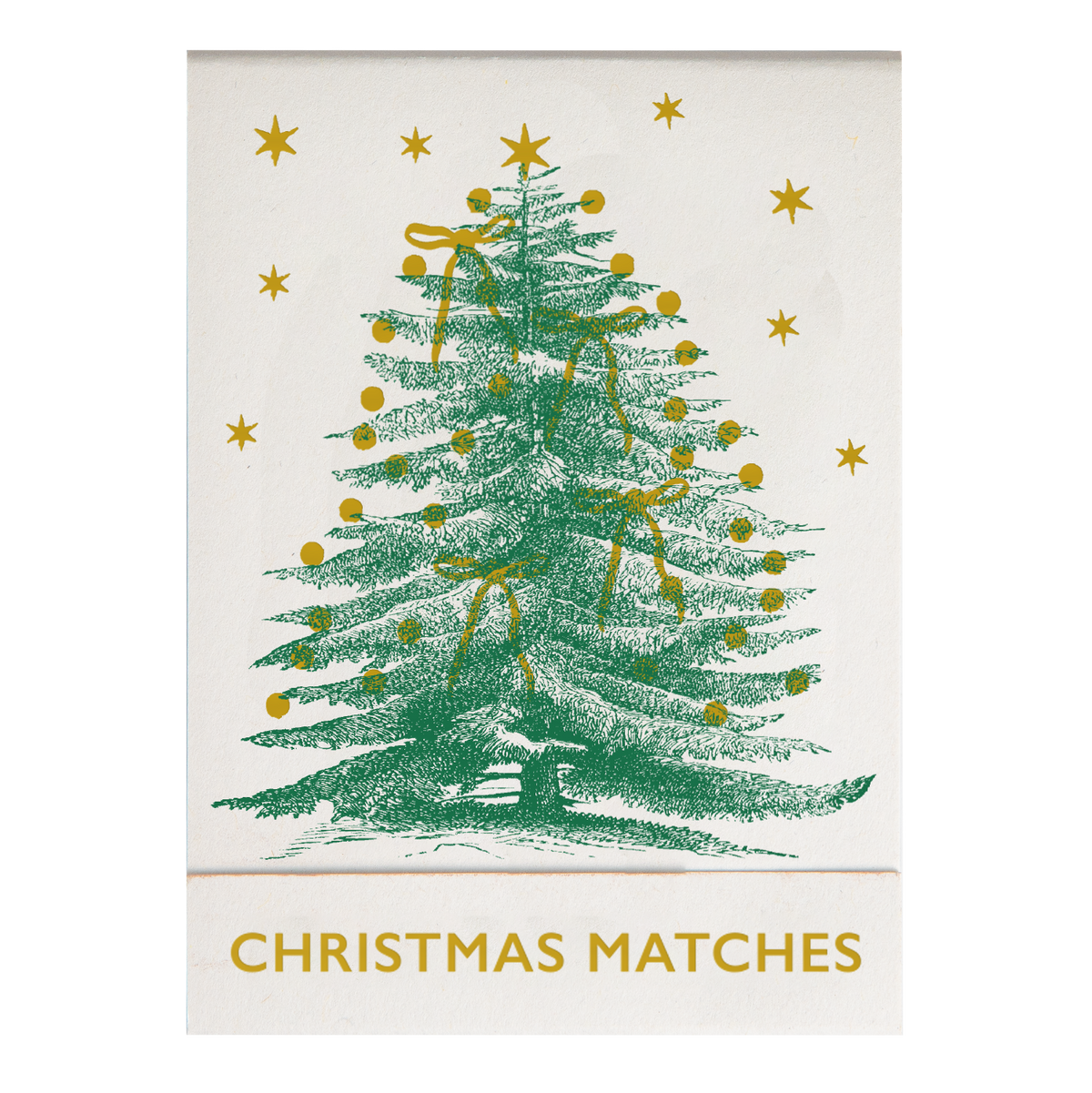 Match book cover: a decorated Christmas tree: Christmas matches