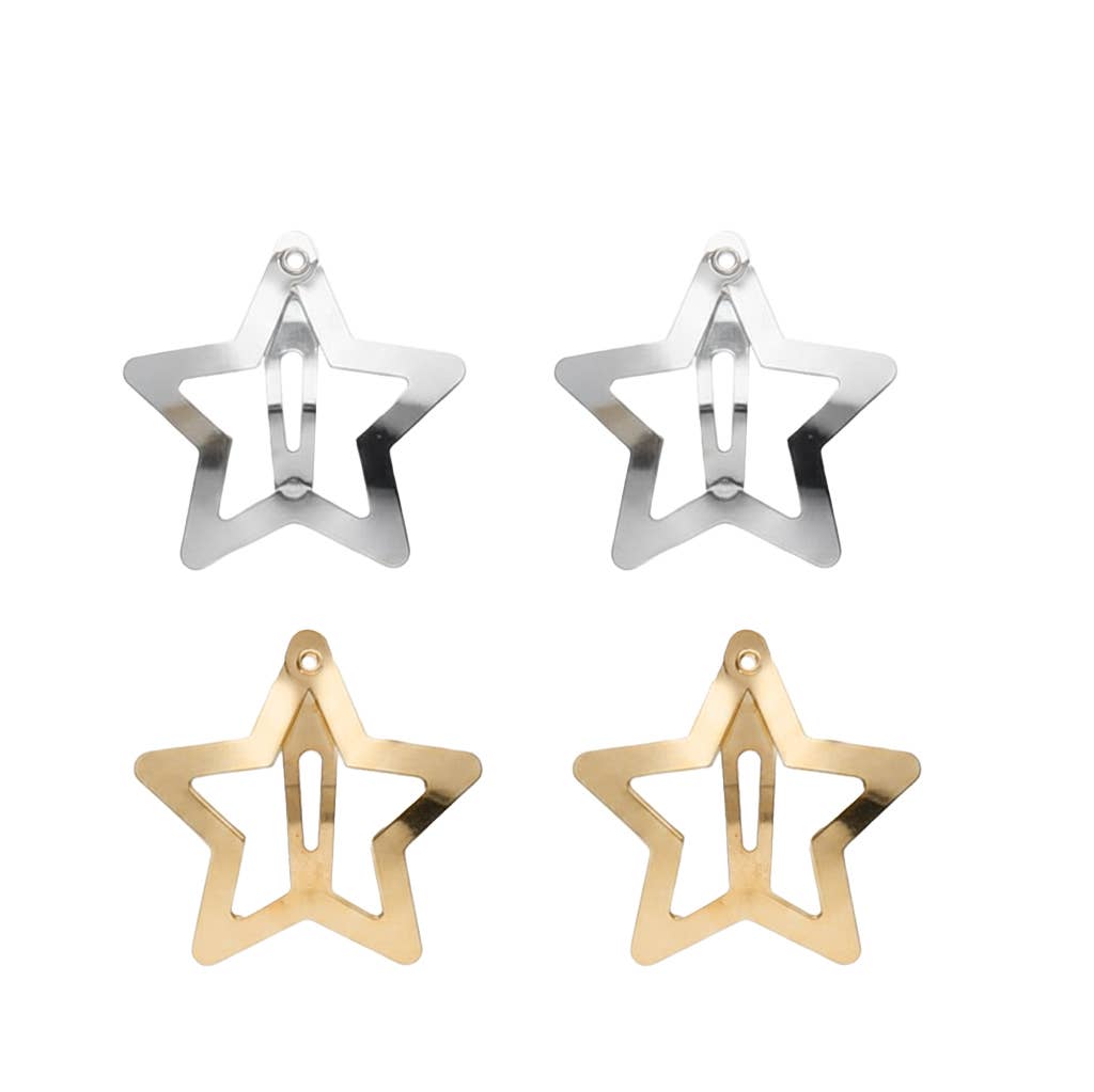 Two silver and two gold star hair clips