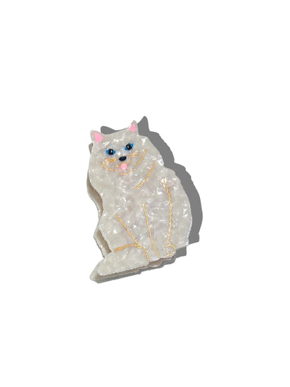 Pearly white Persian cat claw hair clip