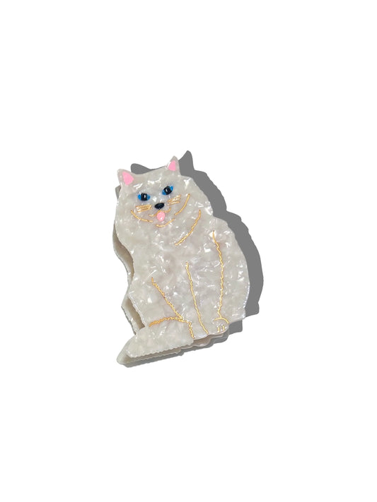 Pearly white Persian cat claw hair clip