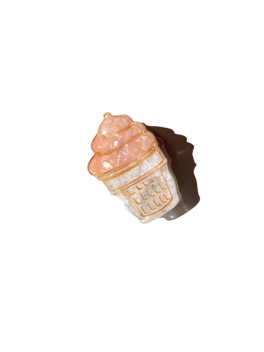 Soft serve ice cream cone claw hair clip in peach