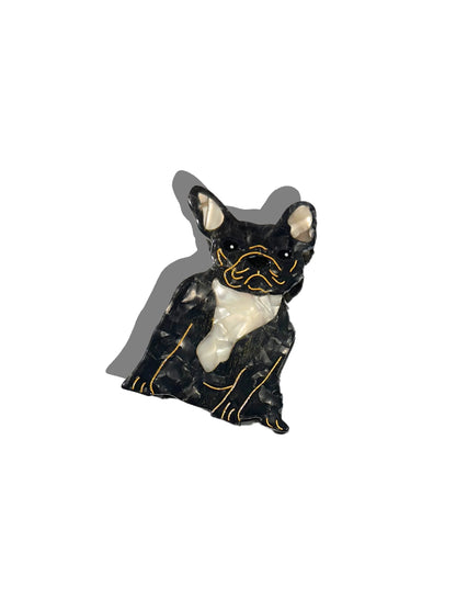 Solar Eclipse French bulldog claw hair clip in black and white