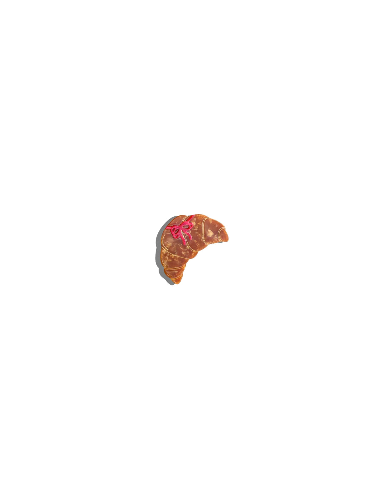 Solar Eclipse mini croissant claw clip with a red bow