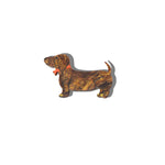 Solar Eclipse hand-painted brown dachshund brooch