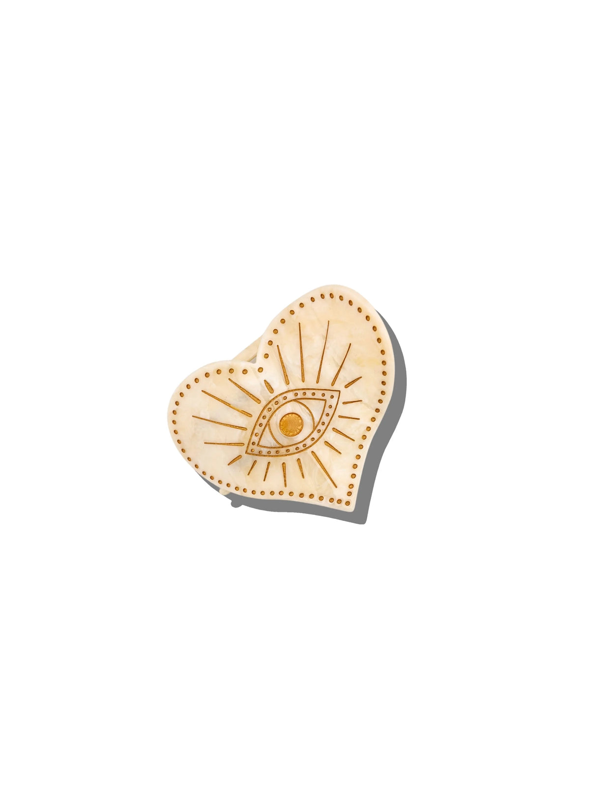 Solar Eclipse celestial heart claw clip with an eye in gold
