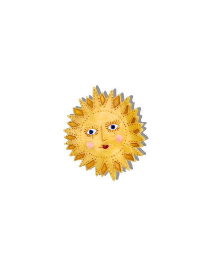 Solar Eclipse golden sun face claw clip