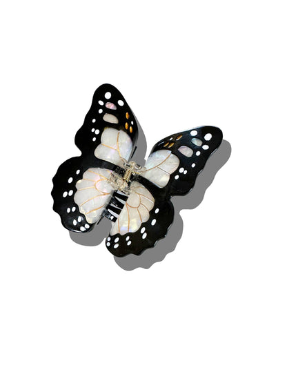 White monarch butterfly claw clip