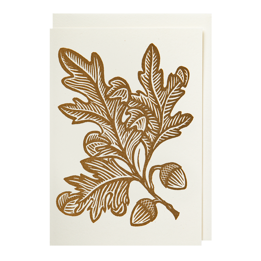 Card with a brown oak branch and acorns