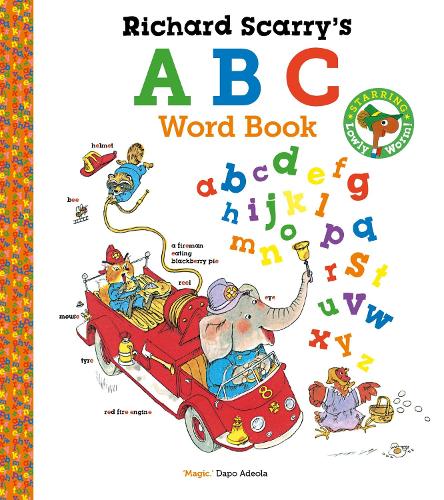 Richard Scarry's ABC Word Book: cover with animals on a red fire engine and colourful letters