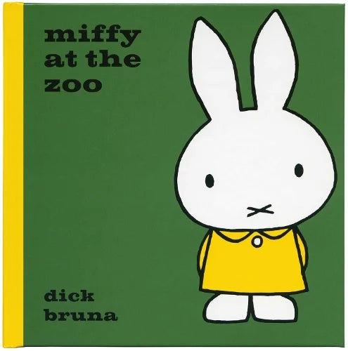 Miffy at the Zoo by Dick Bruna book cover, green with Miffy in a yellow dress