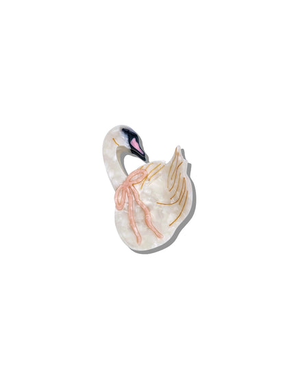 Solar Eclipse swan claw clip with a pink bow