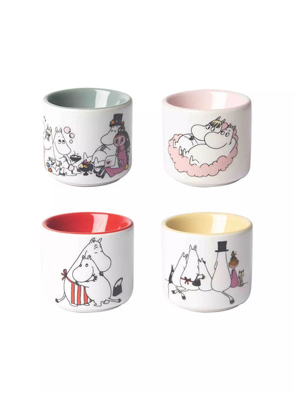 Set of four Moomin Love egg cups in pastel colours