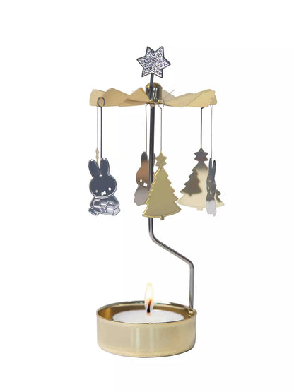 Miffy Christmas angel chime: a gold tealight spinner with hanging Miffy figures, trees and a star