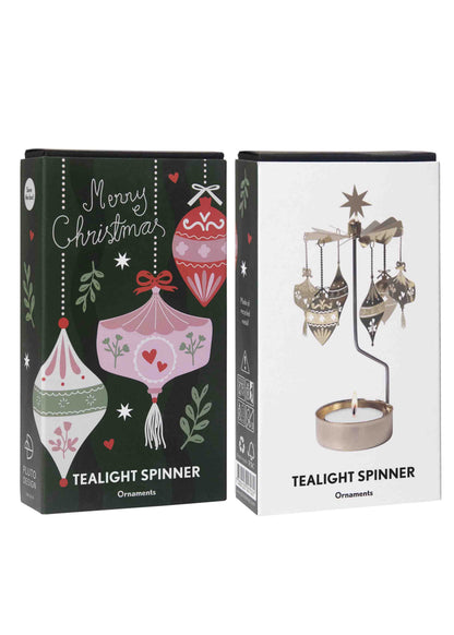 Ornament tealight spinner in its Merry Christmas box
