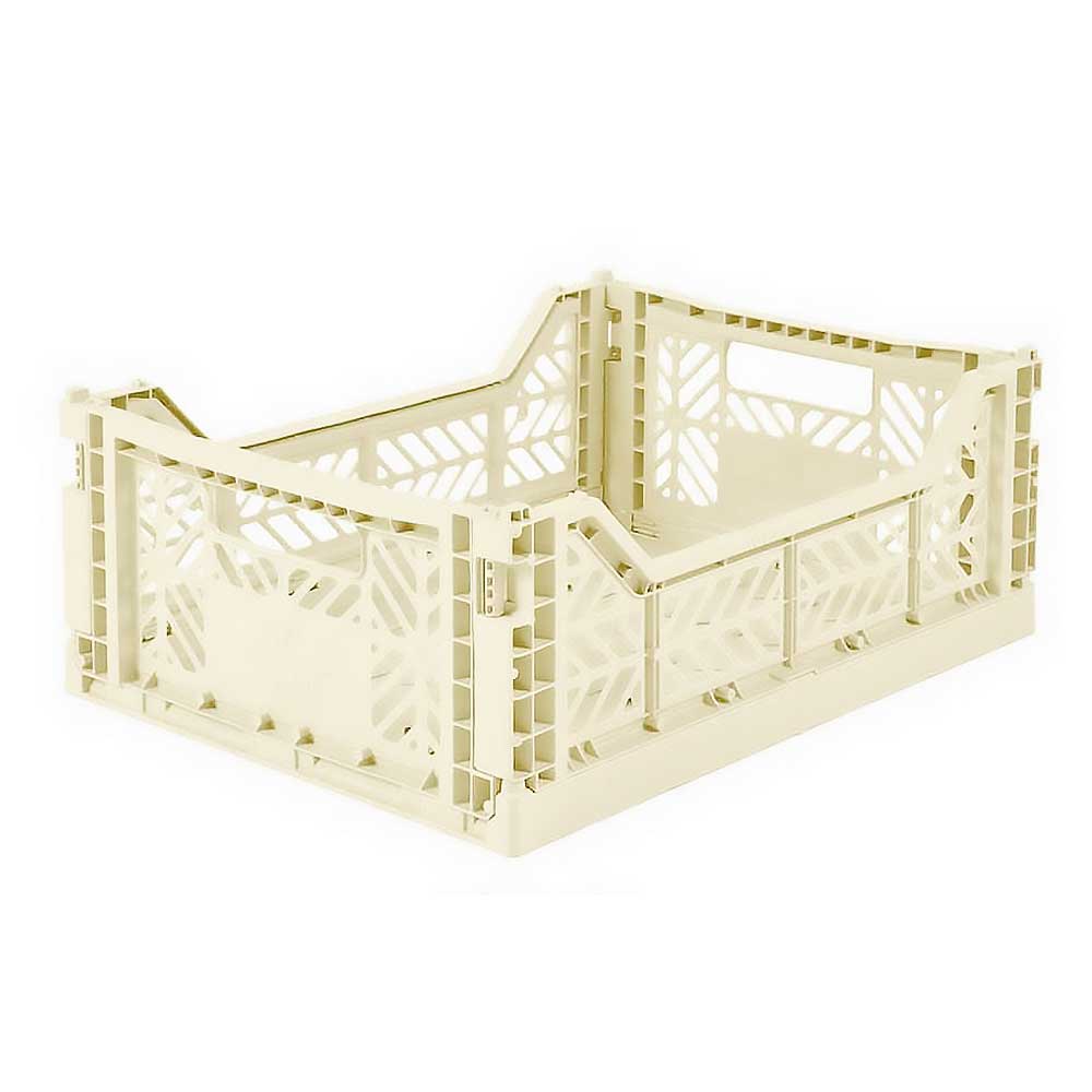 Aykasa midi folding storage crate in pale banana yellow